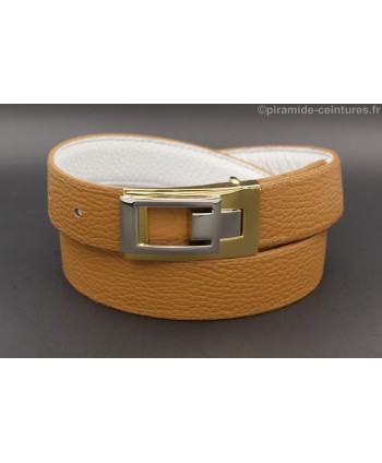 Reversible belt 30mm with golden and nickel case buckle - Camel side