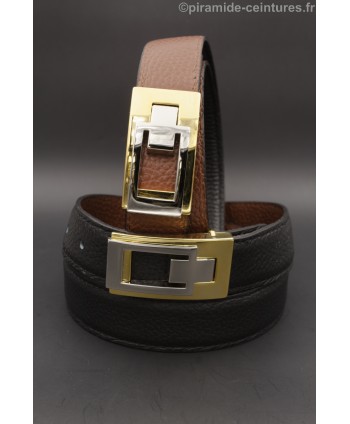 Reversible belt 30mm with golden and nickel case buckle - Black and Brown
