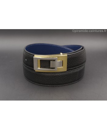 Ceinture 30 mm réversible avec boucle boitier doré et nickel - Côté Noir