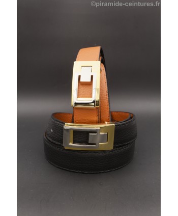 Reversible belt 30mm with golden and nickel case buckle - Black and Orange