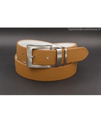 Ceinture 30 mm réversible avec boucle nickel double passant - Côté Camel