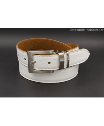 Ceinture 30 mm réversible avec boucle nickel double passant - Côté Blanc