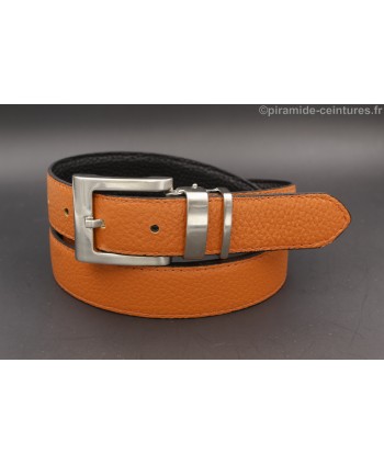 Reversible belt 30mm with double nickel buckle - Orange side