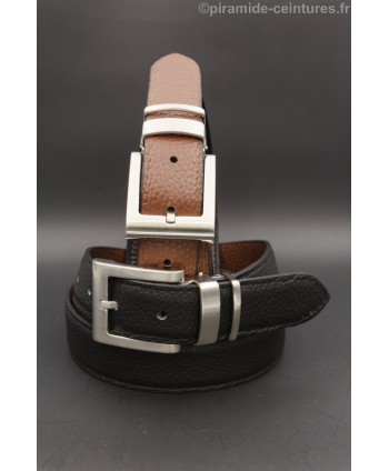 Reversible belt 30mm with double nickel buckle - Black and Brown