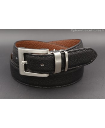 Reversible belt 30mm with double nickel buckle - Black side