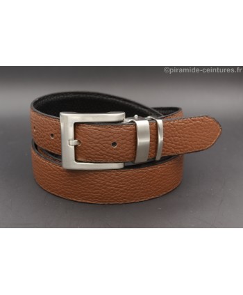 Reversible belt 30mm with double nickel buckle - Brown side
