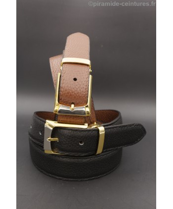 Reversible belt 30mm with golden and nickel buckle - Black and Brown