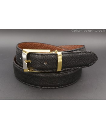 Reversible belt 30mm with golden and nickel buckle - Black side