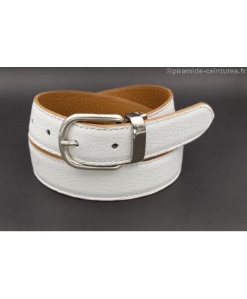 Reversible belt 30mm with nickel horseback-style buckle - White side