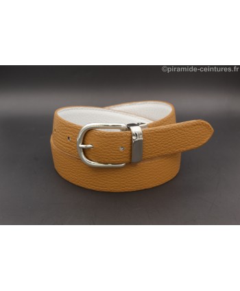 Reversible belt 30mm with nickel horseback-style buckle - Camel side