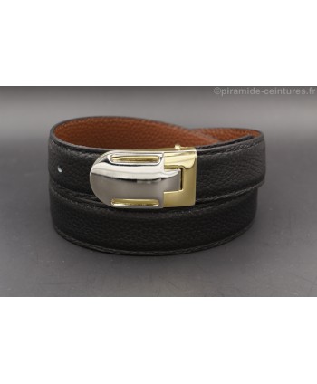 Reversible belt 30mm with golden and nickel case buckle - Black side