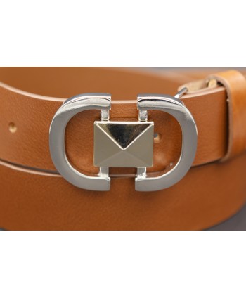 Ceinturon en cuir véritable - Boucle Métallique Élégante - Camel - détail boucle