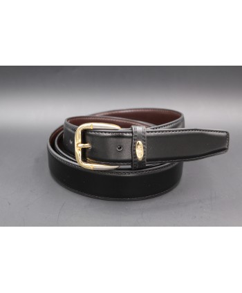 Black split leather belt 30mm