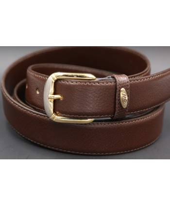 Brown split leather belt 30mm - buckle detail