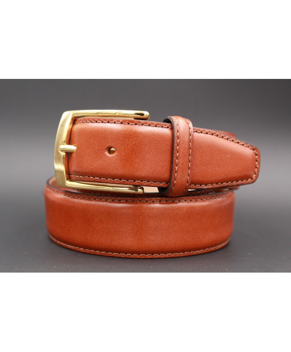 Gold smooth leather belt big size - golden buckle