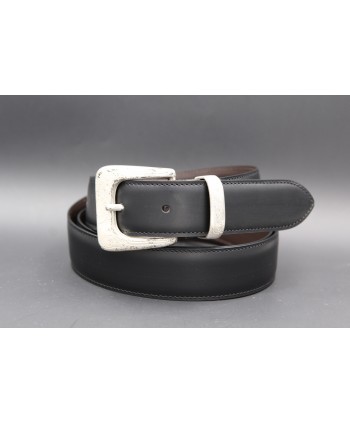 Black cowhide leather belt