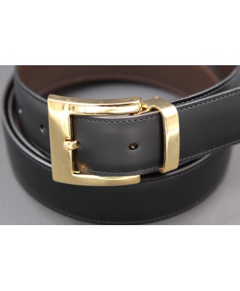 Reversible leather belt - black side - detail