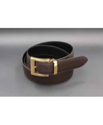 Reversible leather belt - brown side