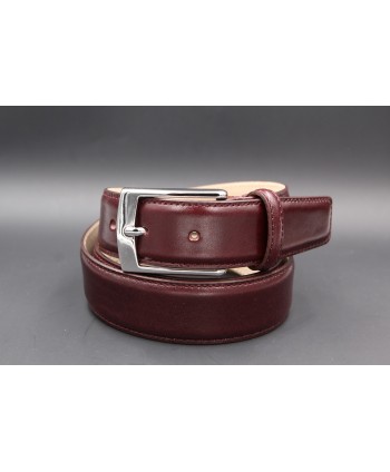 Purple smooth leather belt big size - nickel buckle