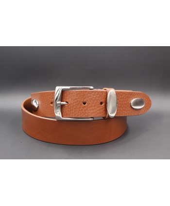Cognac large cowhide leather belt