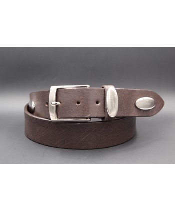 Dark brown large cowhide leather belt