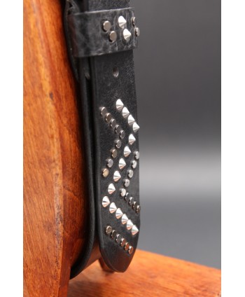 Black studded large belt - pin detail