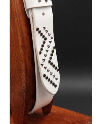 White studded large belt - pin detail