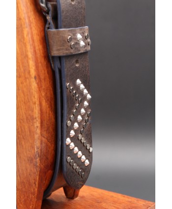 Navy blue studded large belt - pin detail