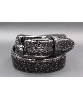 Black braided style leather belt