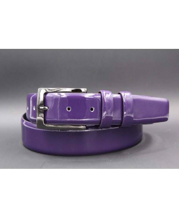 Purple leather belt varnished