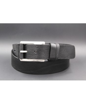 Black full grain cowhide leather belt