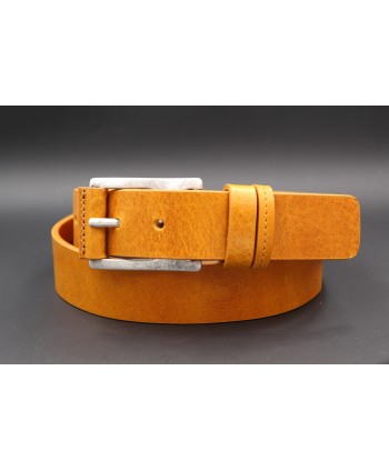 Yellow full grain cowhide leather belt