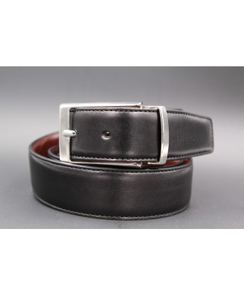 Black and brown reversible leather belt - black side