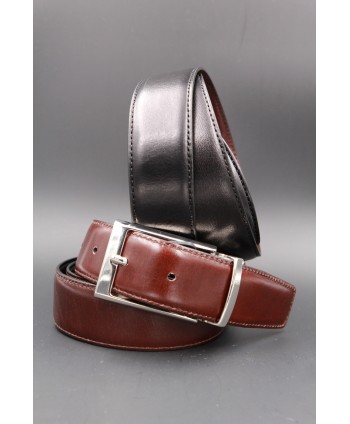 Black and brown reversible leather belt