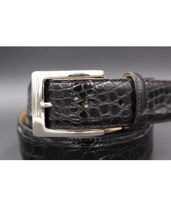 Black crocodile skin belt - buckle detail
