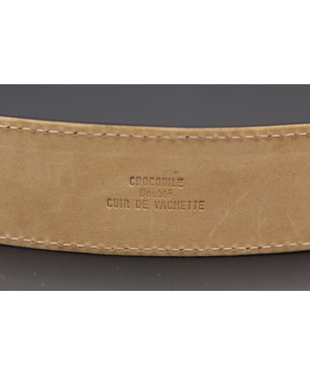 Black crocodile skin belt - leather back side view