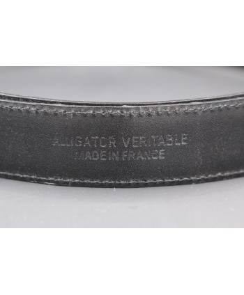 Matte black alligator skin belt - back detail