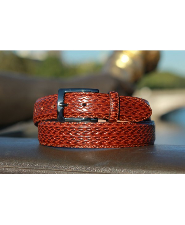 Brown braided style leather belt - natural lighting