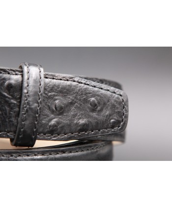 Black Croco-style leather belt - detail