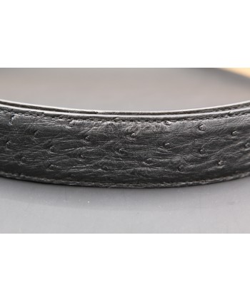 Black ostrich skin belt width 35 - skin detail