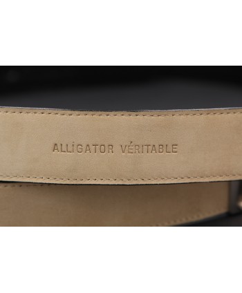 Black alligator skin belt - back detail