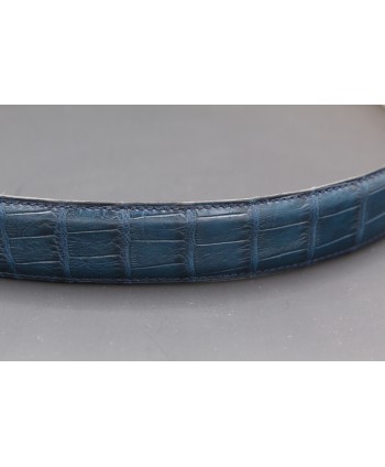 Sapphire blue alligator skin belt - skin detail